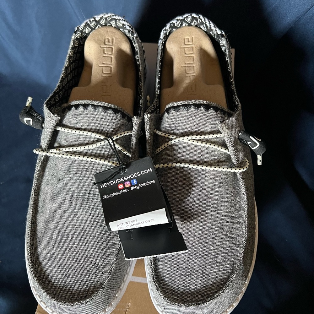 Hey Dude Wendy Chambray Onyx Casual Shoes - Picture 3 of 5